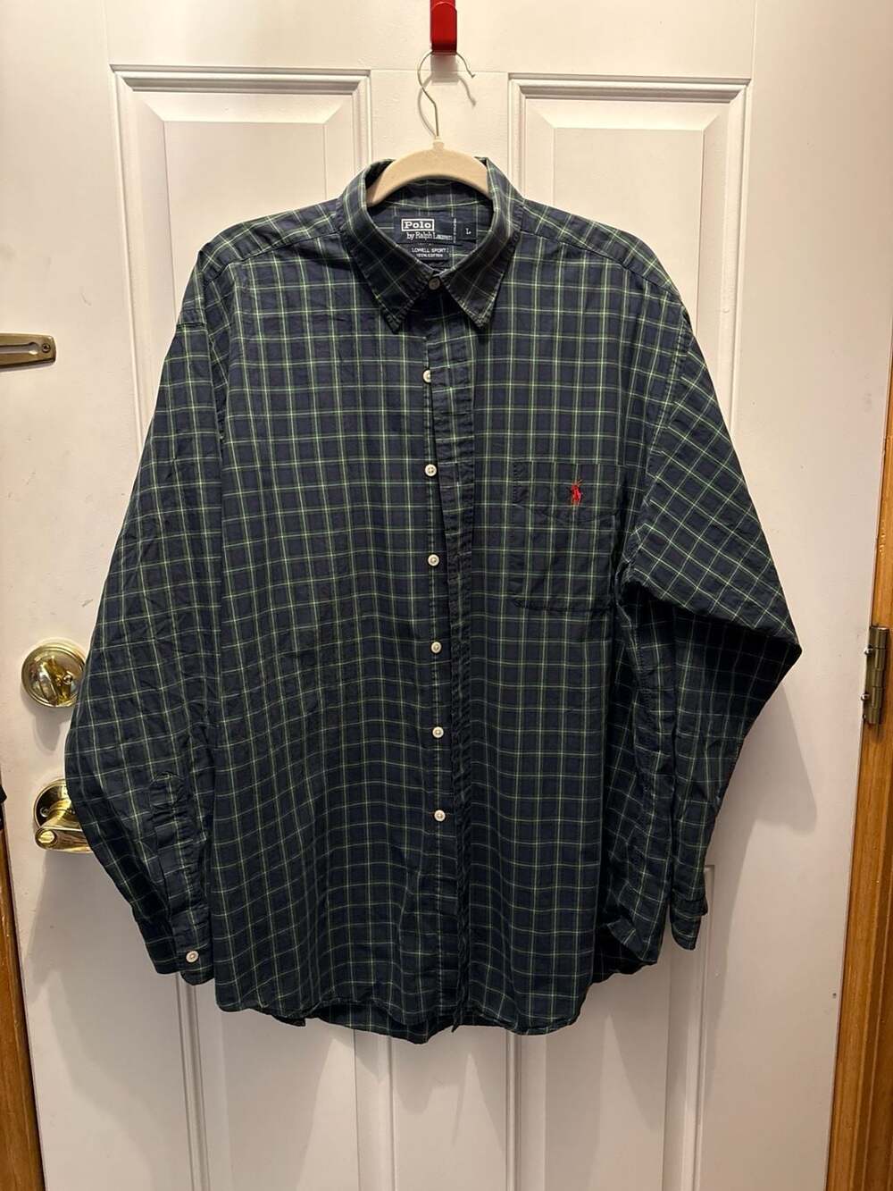 VtG Polo Ralph Lauren Lowell Sport Green and Navy Plaid Long Sleeve Button-Up Sh